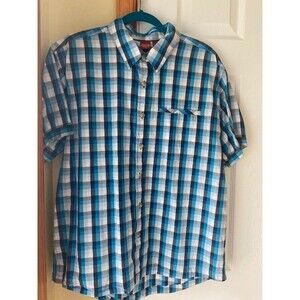 Eastern Mountain Sports Blue Plaid Button Up Shirt